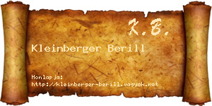 Kleinberger Berill névjegykártya